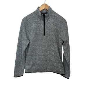 J Crew Sweatshirt Pullover Mens M Medium Authentic Fleece 1/4 Zip Mock Neck Gray